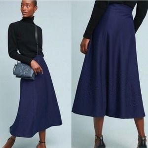 MAEVE by ANTHROPOLOGIE Women's Maria Heavy Knit Midi Skirt Navy Size Medium
